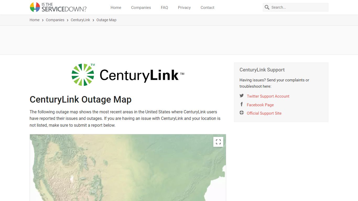 CenturyLink Outage Map • Is The Service Down?